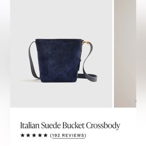 Quince Italian Suede Bucket Bag/ Crossbody in midnight blue